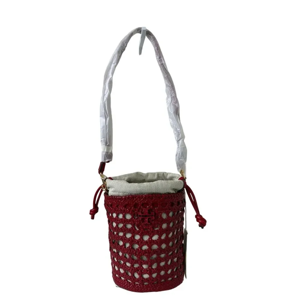 Tory Burch Red Woven Bucket Bag new